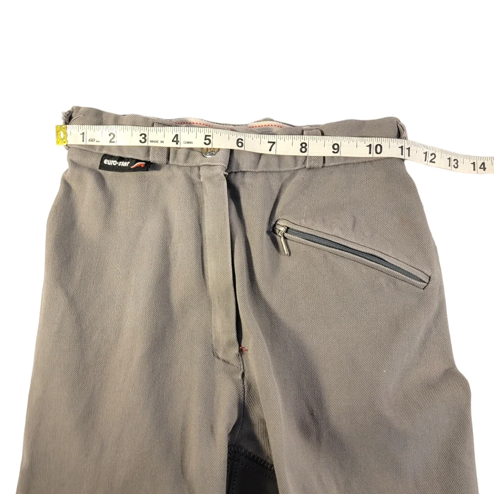 Euro-Star Gray Red Plaid Full Seat Suede Breeches Horse Riding Equestrian Pants